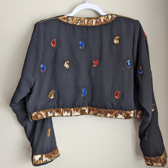 Divine Decadence Sequin Paisley blazer bolero - Picture 2 of 9